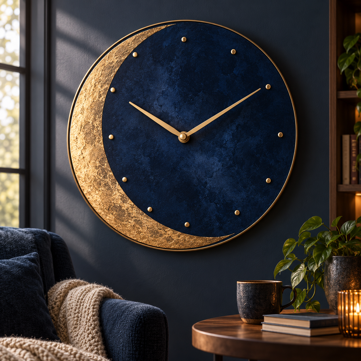 Nocturne Crescent Art Wall Clock — AI-generated design visualization