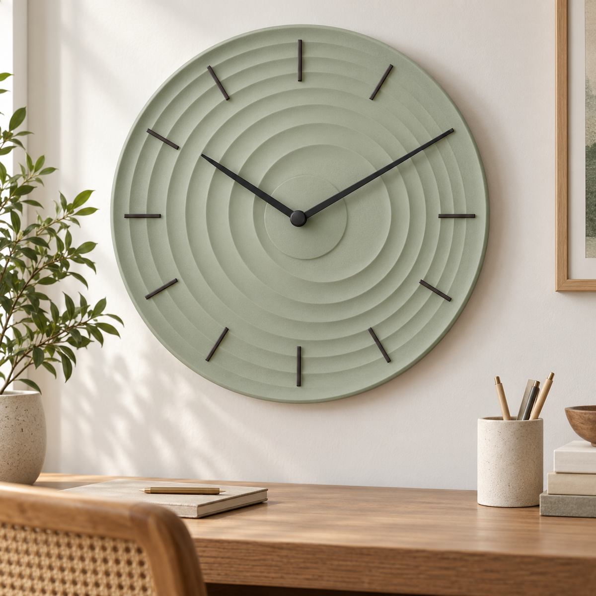 Ripple Concentric Art Wall Clock — AI-generated design visualization
