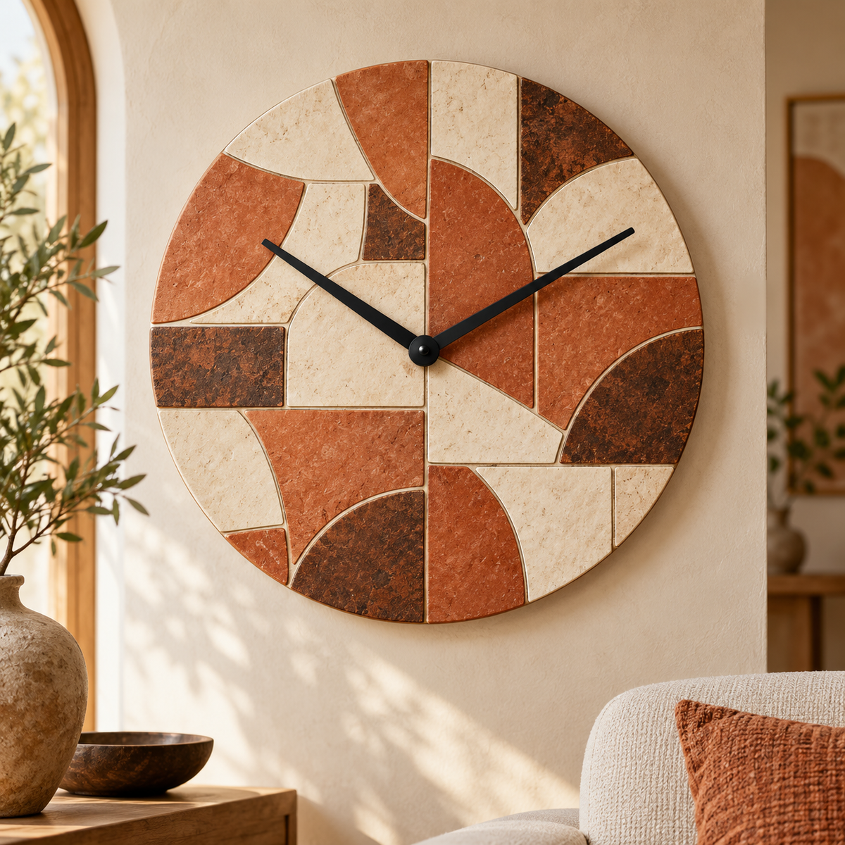 Mosaic Terra Art Wall Clock — AI-generated design visualization